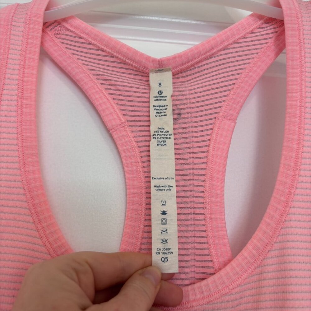 Lululemon Swiftly Tech Racerback Tank Top 2.0 Hip Length Light Pink - Picture 4 of 6